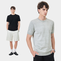 Chemise à manches courtes en tricot de lyocell pour homme, haute qualité, respirante, douce pour la peau, tissu texturé, pull décontracté – Collection 2026