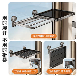 ราวตากผ้าติดผนังแบบพับได้ รูปทรงสี่เหลี่ยมผืนผ้า พร้อมตาข่ายพับเก็บได้ สำหรับรองเท้า เสื้อผ้า หมอน และจัดเก็บสิ่งของ - Product Image 2