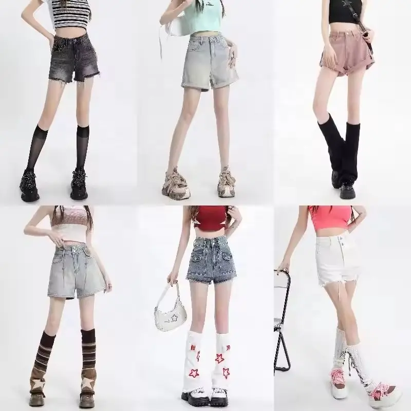 China Fabriek Productie Nieuwe Custom Vrouwen Jeans Elastische Strakke Mode Denim Shorts Groothandel