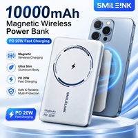 Batterie externe magnétique ultra-fine 10000 mAh, charge rapide sans fil PD 20W, chargeur portable en alliage d'aluminium, OEM ODM, logo personnalisé