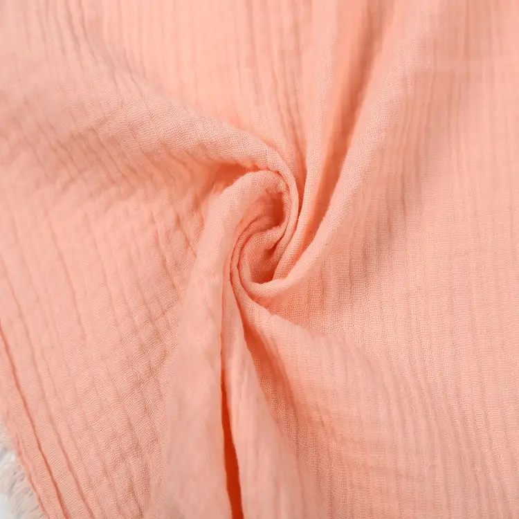 Высокое качество 2 слоя 100% хлопок из жатой ткани Муслин однотонного полотна для пижамной одежды и постельное белье осенью и зимой