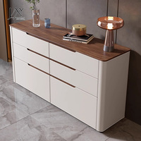 Buffet moderne à 6 tiroirs, en similicuir et bois, pour salle à manger