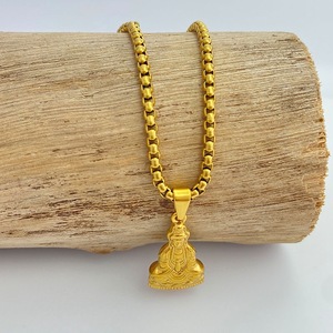 Collar yunnique de acero inoxidable dorado con colgante de Buda Guanyin de estilo chino para hombres y mujeres, diseño único y sencillo - Product Image 4