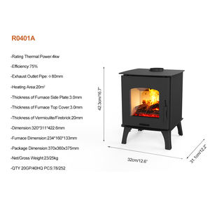 Estufa de Leña de Alta Calidad, Pequeña Estufa de Leña de Acero Negro, Estufa de Leña Compacta para Calefacción Interior, <span class=keywords><strong>Chimenea</strong></span> para Tienda de Campaña, Cabaña, RV - Product Image 3