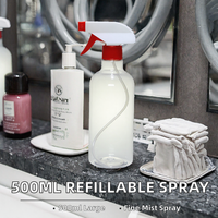 Bouteille pulvérisateur PET vide personnalisable en plastique rechargeable à brume fine avec bouchon couronne et gâchette pour huile essentielle, désinfectant pour les mains, savon liquide 500ml