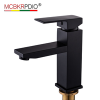 Laiton eau froide et chaude mélange carré noir bassin monotrou cuivre cuisson vernis Art bassin robinet