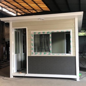 Metal Flowered Guard Booth Stainless Steel Door <b>Security</b> Shelter Outdoor Parking <b>Equipment</b> White - Product Image 1