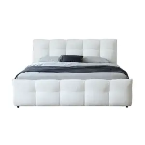 크림 릴리 패브릭 침대 빛 프랑스 더블 침대 화이트 1.8 미터 침실 소프트 패키지 럭셔리 침대