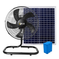 Ventilateurs solaires domestiques rechargeables AC/DC en plastique avec grille, 14 pouces, 3 pales, lumière nocturne, 3 vitesses