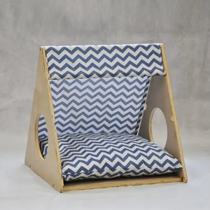 Maison pour chat en bois en forme de pyramide triangulaire, tente intérieure chaude pour chaton, abri pliable pour animaux de compagnie avec coussin lavable - Product Image 4