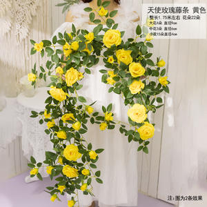Vente en gros de tissu de soie artificielle, guirlande de fleurs de vigne, de roses, de roses et de thés de <span class=keywords><strong>lierre</strong></span> suspendus pour décoration murale de maison et de mariage - Product Image 3