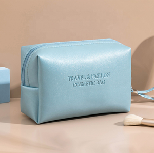 Custom Rectangular Shape Leather Cosmetic Bag Personalize Travel PU <strong>Make</strong> <strong>up</strong> Pouches Wholesale - Product Image 1
