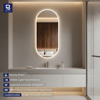 Espejo LED Inteligente Ovalado SAA ETL con Antivaho, Retroiluminado y Regulable, Espejo de Pared para Proyectos Hoteleros, Villas, Salones y Baños