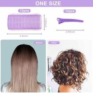 Factory Wholesale 3 Sizes No Heat Self Grip <b>Rod</b> Hair Rollers Set 18pcs <b>Plastic</b> Nylon with 12pcs Clips Cold Hair Curling - Product Image 2