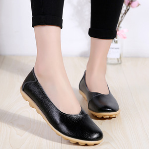 Cowhide Leather Women's Autumn Tendon-Soled Casual Shoes Flat-Soled Pregnant Women's Lazy Large Size Mother's Shoes - Product Image 2