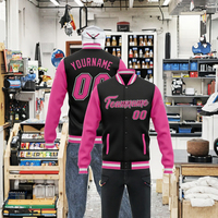 Chaqueta Varsity Negra Personalizada para Hombre, con Nombre y Número del Equipo, Impresión por Transferencia de Calor, Ropa Casual de Otoño