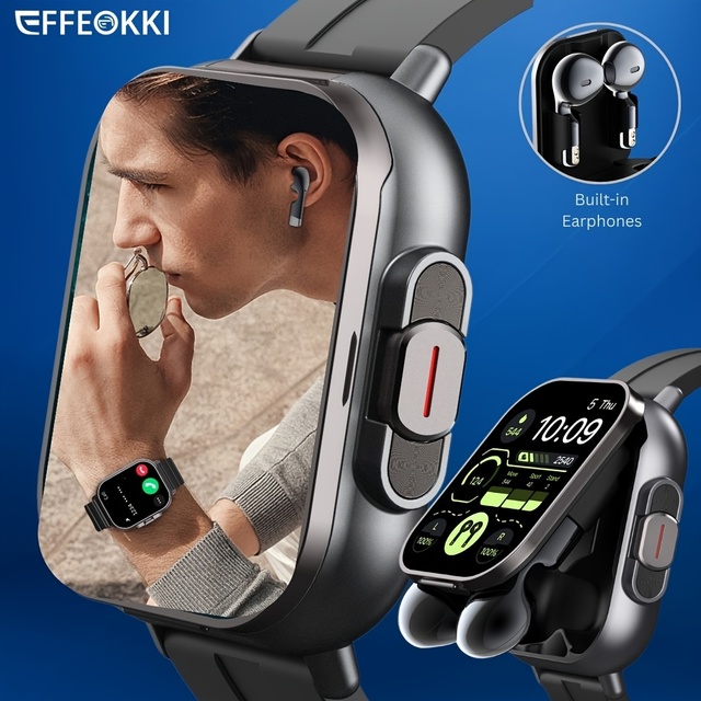 2-in-1 Smart Watch with Earbuds Wireless 2. 01 Inch Display TWS Earphones Headset Make Answer Call Sport Smartwatch for iPhone