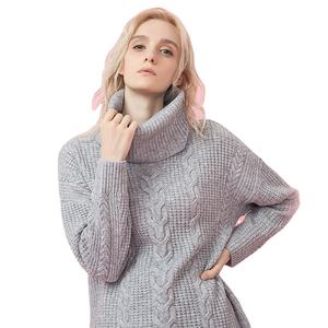 Pull en maille torsadée épaisse à <span class=keywords><strong>col</strong></span> <span class=keywords><strong>roulé</strong></span> pour <span class=keywords><strong>femme</strong></span>, coupe oversize, manches longues, grandes tailles, collection hiver OEM - Product Image 2