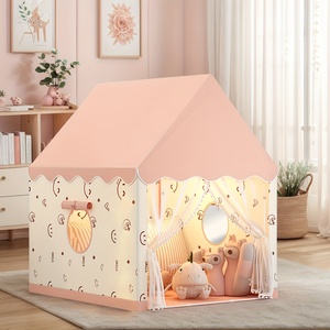 Casa de juegos de cara alegre rosa para niños, exquisita tienda de Castillo de cuento de hadas de princesa, casa de juegos para niños para interiores y exteriores - Product Image 4