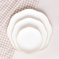 Solhui ensemble de vaisselle occidentale de luxe de Style européen, service de table de haute qualité, bord doré, porcelaine assiettes en céramique