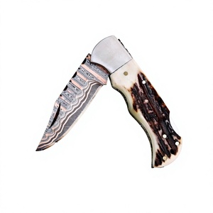 Custom Size Handmade High Quality Industrial Grade Damascus Steel <b>Knives</b> Stag Horn <b>Handle</b> Clip Point OEM Outdoor Camping <b>Knives</b> - Product Image 3
