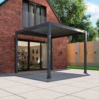 Pergola extérieure moderne en aluminium avec toit à lames orientables, commande manuelle, étanche, pour usage en arrière-cour