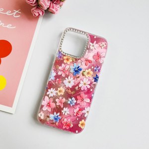 Nuovo in polvere piccola custodia per telefono <span class=keywords><strong>con</strong></span> increspatura floreale ad acqua per <span class=keywords><strong>iPhone</strong></span> 16 15 14 13 12 Pro Max <span class=keywords><strong>con</strong></span> copertura a farfalla a schermo intero - Product Image 2