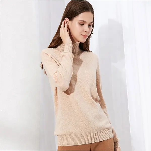 Women Long Perfect Sleeve Crew Neck Pullover Loose Knitted Cashmere Sweaters