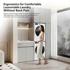 Mueble de aluminio tipo panal todo en uno para lavadora y secadora, mueble combinado para lavadora de balcón con lavabo. - Product Image 2