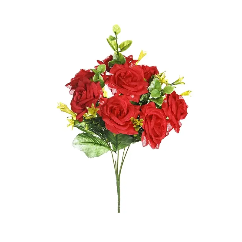 2024 새로운 로맨틱 레드 인공 꽃 꽃다발 웨딩 센터피스 꽃 판매