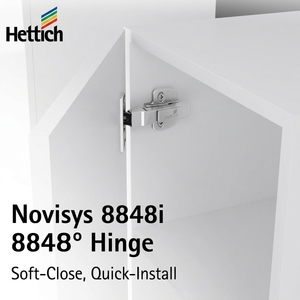 บานพับเฟอร์นิเจอร์แบบซ่อน Novisys 8848i ปิดนุ่มนวล ติดตั้งง่าย สำหรับตู้ 105 องศา - Product Image 6