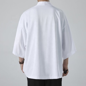 Camicie Kimono bianche da uomo in seta di ghiaccio Cardigan giapponese Yukata Robe Samurai top abbigliamento coreano <span class=keywords><strong>giacca</strong></span> estiva - Product Image 4