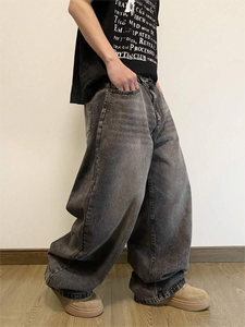 زي كلاسيكي مغسول فارغ 14 أونصة قطن مستقيم الساق جينز فضفاض شعار مخصص كاجوال جينز فضفاض بنطال جينز رجالي - Product Image 3