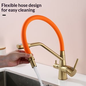 Grifo de <span class=keywords><strong>Cocina</strong></span> Tres en Uno con Filtro de Agua Potable, Rociador Extraíble, Grifo Giratorio de Cobre para Fregadero, Mezclador de Agua Fría y Caliente - Product Image 3