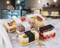 Boîte à gâteau rectangulaire pliable en plastique transparent durable pour boulangerie domestique, fête d'anniversaire, emballage cadeau de gâteau de fête