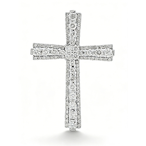 CUSTOM SILVER 10K/14K/18K GOLD PLATED LAB GROWN CVD DIAMOND CLASSIC ENGAGEMENT GIFT SWEATER <b>CHAIN</b> NECKLACE <b>CROSS</b> PENDANT - Product Image 1