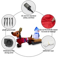 Saucisson gonflable de 2,4 m en forme de chien tirant un lâche et transportant une figurine de bonhomme de neige avec lumières LED pour décoration extérieure de jardin