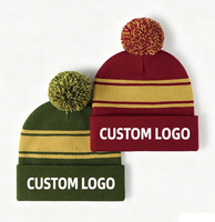 Bonnet tricoté de créateur avec pompon, logo brodé, pour le sport et le golf, personnalisable, bonnet d'hiver