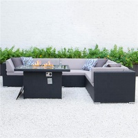 Ensemble de canapé tissé en rotin, mobilier d'extérieur de Patio, fait à la main, avec table de feu, offre spéciale