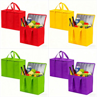 Sac isotherme pliable en non-tissé, réutilisable, portable, avec logo personnalisé, pour le transport de nourriture