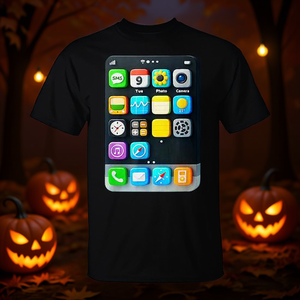 Camiseta con diseño de pantalla de celular y aplicación de smartphone para disfraz de Halloween - Product Image 3