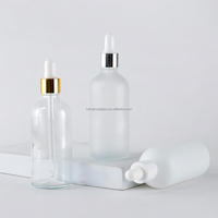 Vente flash - Flacon compte-gouttes en verre cosmétique pour huile essentielle et sérum, 100 ml, rond, givré