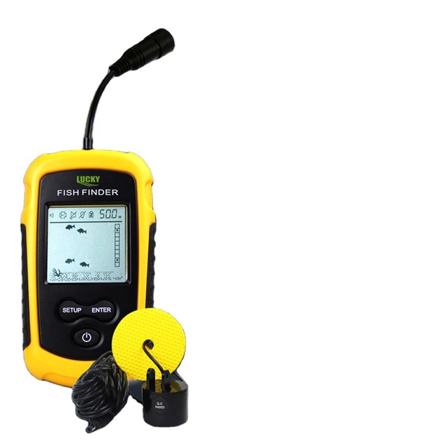 LUCKY FF1108-1 Echo Sounder for Fishing 100 Meters Depth Range Portable Transducer Lucky Fish Finder Sonar