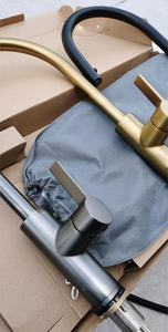 Robinet de cuisine commercial à double fonction rotatif en laiton brossé pour évier <span class=keywords><strong>mitigeur</strong></span> de lavabo - Product Image 4