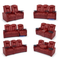Canapé moderne trois places en cuir véritable pour home cinéma avec fonctions de relaxation réglables, structure en bois et métal, mousse à mémoire de forme