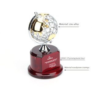 Hitop Piano <strong>Ball</strong> Red Wood Base Trophy Gold World <strong>Globe</strong> Metal Finished Solid Gift Box Sports Custom Souvenir Europe Plated HT-112 - Product Image 3