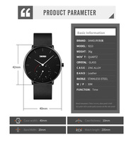 Montre Homme Minimaliste de Luxe Personnalisée 40mm avec Petite Seconde, Verre Antique, Style Business, Dessin Animé, Simple, Étanche 3ATM, Bracelet en Cuir