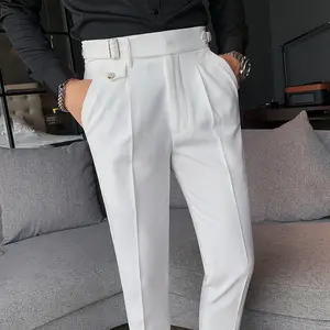 2023 New Men's Business Small Dress Pants Casual Fashion Solid Color Casual Pants