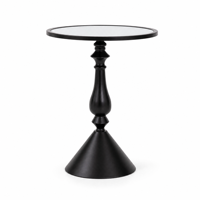 Table d'appoint ronde vintage française en fer, table d'appoint noire en métal pour salon, chambre à coucher, décoration intérieure