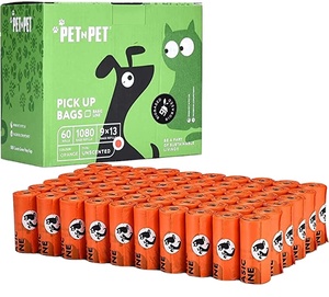 Rouleaux de sacs à déjections canines biodégradables et jetables au toilette, compostables, imprimés, colorés, sacs à déjections pour animaux de compagnie, sacs à déjections en plastique pour animaux de compagnie - Product Image 1